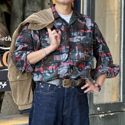 PALACE x BEAMS PLUS パレス ビームスプラス 24AW 別注 WORK SHIRT チェック&カモフラージュ ワーク