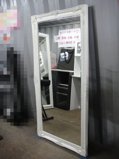 アンティーク調 大型 ミラー 外寸W91×H181cm ウォールミラー 姿見 壁掛け 鏡 ロココ調【モノ市場安城店】013