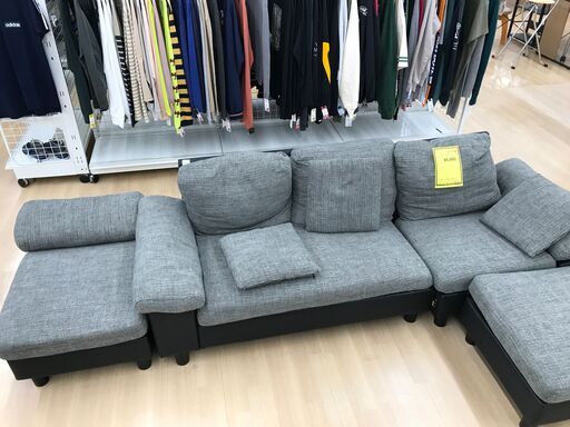 A-1871【リユースのサカイ野々市店】ジモティ来店特価‼  ｿﾌｧ 3人用 ﾌﾞﾗｯｸ／ｸﾞﾚｰ ※クリーニング済み