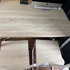 ほぼ未使用　幅110 ダイニングセット テーブル おしゃれ おすすめ  机 食卓 キッチン 机 長方形 テーブル　オフィス　サロン　 コンパクト 奥行70  3点セット　木目  リビング カフェ ファミリー 広々 PC 在宅 1人暮らし 2人  北欧　韓国　ナチュラルの画像