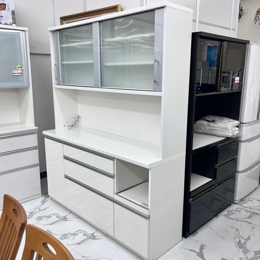 横幅160cm??中古　キッチンボード　（WH）