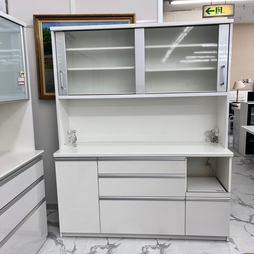??中古キッチンボード（WH） (NCM本店) 比良の収納家具《食器棚 