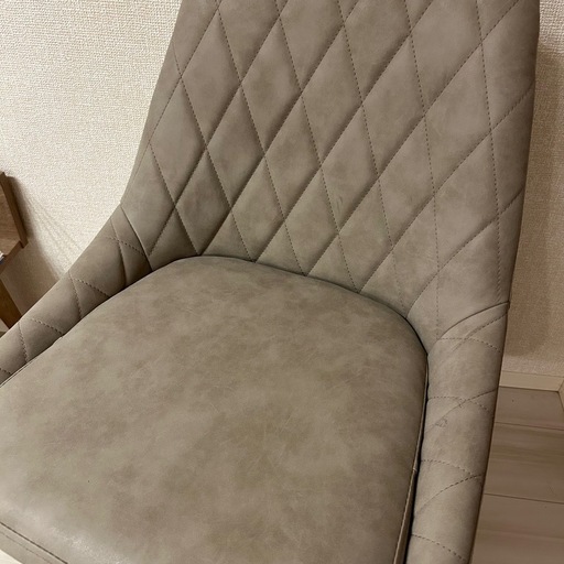 ダイニングチェア　天然木　　回転　椅子　グレー　二脚セット