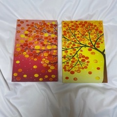 絵画　春夏秋冬の木の画像