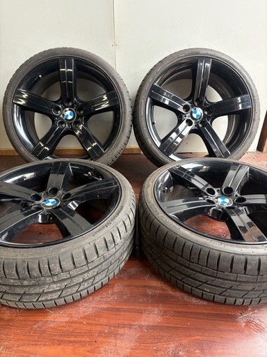 激レア❗️BMW3シリーズ純正オプショングロスブラック19インチアルミホイール☆F225/35/19.R255/30/19バリ山夏タイヤ付き