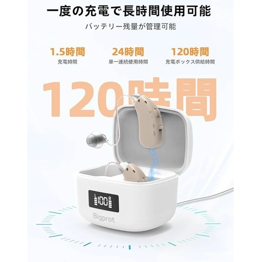 【新品未使用】充電式集音器 軽量設計目立たないタイプ 左右どちらでも装着可能 音量調整