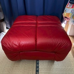 赤　レザー　オットマン　ソファー　2個セットの画像