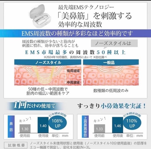 鼻専用美顔器 EMS 鼻美顔器 50種類周波数搭載 鼻クリップ 495