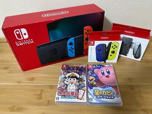 Nintendo Switch 本体＋Joy-Con2セット＋充電グリップ＋ソフト2本（桃鉄/カービィ）美品・即取引OK