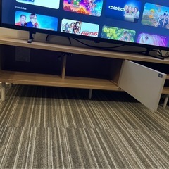 【美品】テレビ台 AVボード 幅100cm 収納付き ナチュラル×グレーの画像