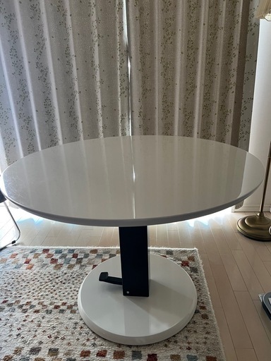 昇降式 ラウンドテーブル バスター1（直径105cm）ホワイト