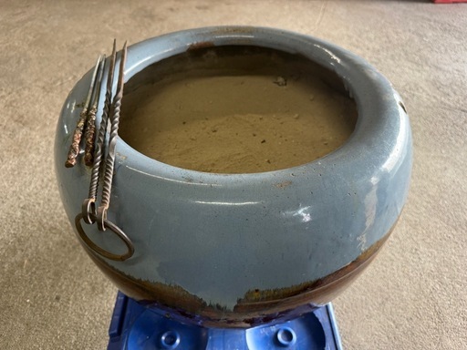 大型火鉢　直径約50㎝　陶器鉢　睡蓮鉢　メダカ鉢　インテリア　アンティーク　レトロ