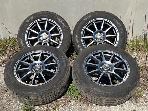 夏　ブリヂストン　ニューノ　 225/60R17 4本　17インチ　5穴　100 +48　社外アルミホイール付