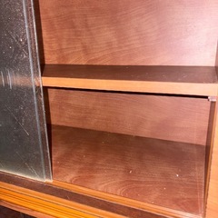 G0417 水屋　昭和レトロ食器棚　型板ガラス引き戸の画像