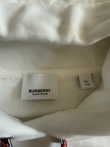 【美品】BURBERRY ホワイト フード付きパーカー　XL ユニセックス