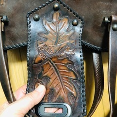 アンティーク　クラフトレザーバッグの画像