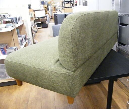 2人掛け ソファ 幅148 奥行70 座面高さ30cm 布製 グリーン ソファー 緑 長椅子 札幌 厚別店