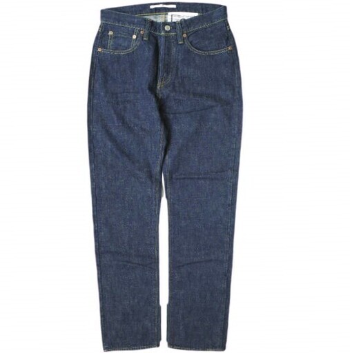e JEANS イージーンズ 日本製 VINTAGE PANTS 岡山児島 ハイウエストテーパードセルビッチデニムパンツ eL807-001 2 NAVY ボタンフライ ジーンズ 定価28,600円 ボトムス【新古品】【中古】【e JEANS】