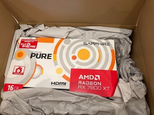【新品・未通電】Sapphire PURE Radeon RX 7800 XT 16G / 白モデル / 2028年2月まで保証