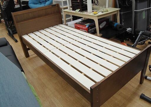 使用期間短め NITORI シングルベッド 幅102×奥208×高94cm ダークブラウン系 SP-001 マットレス付き U1-03 EM 床下スペース広め！ ニトリ シングルベッド  札幌市 清田区 平岡