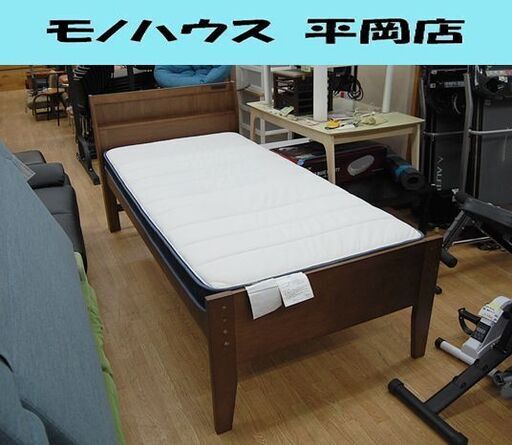 使用期間短め NITORI シングルベッド 幅102×奥208×高94cm ダークブラウン系 SP-001 マットレス付き U1-03 EM 床下スペース広め！ ニトリ シングルベッド  札幌市 清田区 平岡