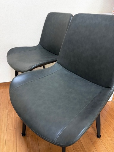 ダイニングチェア 2脚 グレー 椅子脚カバー付