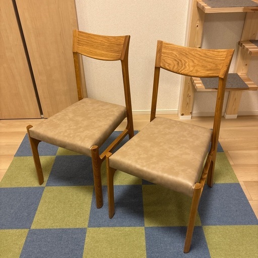 【美品】ホワイトオーク無垢材 ダイニングチェア2脚セット（SAYAモデル）