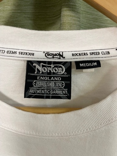 Norton ノートン ロンT ホワイト ファイヤー Mサイズ 刺繍ロゴ 長袖Tシャツ ホワイト ロンT 白 M