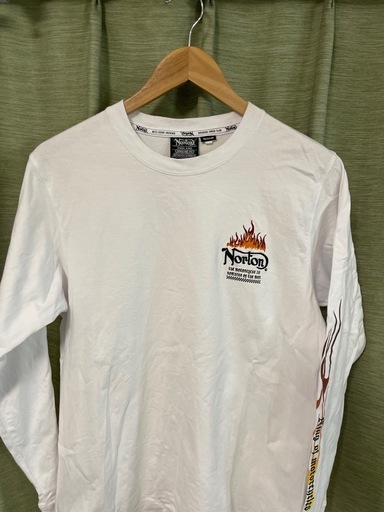 Norton ノートン ロンT ホワイト ファイヤー Mサイズ 刺繍ロゴ 長袖Tシャツ ホワイト ロンT 白 M