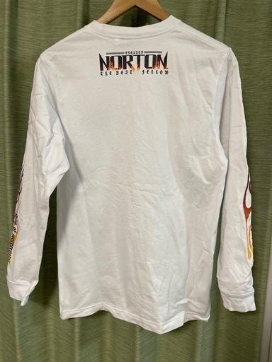 Norton ノートン ロンT ホワイト ファイヤー Mサイズ 刺繍ロゴ 長袖Tシャツ ホワイト ロンT 白 M