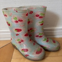 子供靴 キッズ レインブーツ 長靴 いちご柄 18cm 女の子の画像