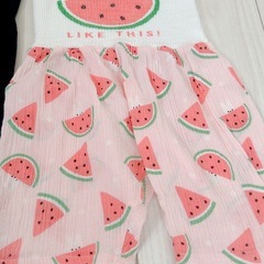 80cm 女の子 レギンス＆スイカ柄パンツ 2点セット 夏服 ベビー服の画像