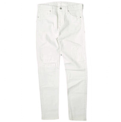 e JEANS イージーンズ 日本製 SLIM STRAIGHT 岡山児島 ダメージ＆リペア加工 スキニーデニムパンツ 171100801 23inch WHITE ジップフライ スリム ジーンズ 定価34,100円 ボトムス【新古品】【中古】【e JEANS】