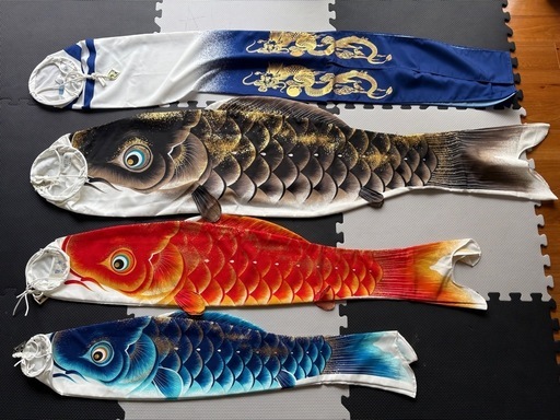 鯉のぼり　吉浜人形　高級チリメン金箔ぼかし　撥水　ポリエステル