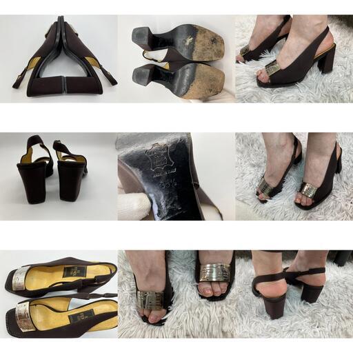フェンディ FENDI 靴 2足セット パンプス サンダル ズッカ柄 ブラック 21.5cm 22.5cm レディース イタリア製