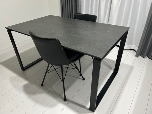 ニトリ セラミックダイニングテーブル 135cm グレー　椅子2脚セット