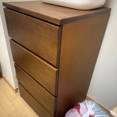 木製チェスト 4段 ブラウン タンス 収納家具 コンパクト シンプル 一人暮らしの画像