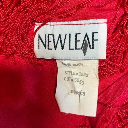 NEWLEAF　アメリカ製　赤　フリルドレス　後ファスナー　M-L アメリカ輸入品　