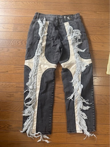 THUG CLUB Panel Jeans (Off White & Black) オフホワイト
