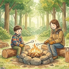 【シングル親子応援】手ぶらで「はじめての焚き火体験」〜準備…