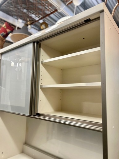 パモウナ 食器棚 キッチンボード 幅100cm スムーズクローザー 白 ホワイト 家族 ファミリー サイズ 大容量 セパレート カップボード