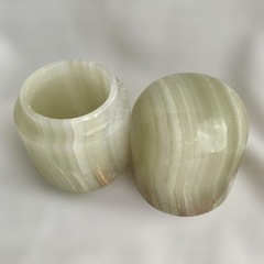 天然石　オニキス　小物入れ　グリーン系 インテリア 昭和　レトロの画像