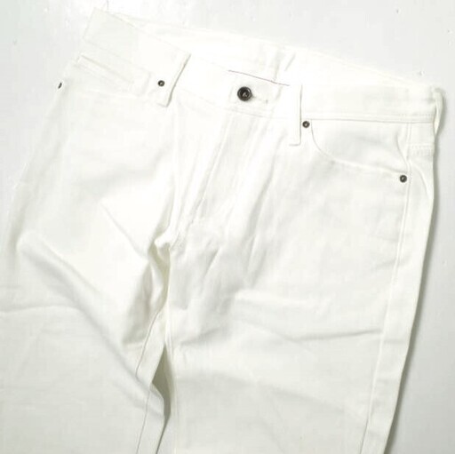 e JEANS イージーンズ 日本製 岡山児島 ストレッチテーパードホワイトデニムパンツ e-L805 26inch(3) WHITE ジップフライ ジーンズ ボトムス【新古品】【中古】【e JEANS】