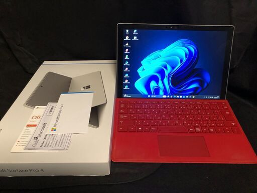 薄型軽量モバイルサイズ　WindowsタブレットPC・Microsoft Surface Pro4 (Model：1724) Core ｍ3‐6Ｙ30（第6世代Skylake）／メモリー4GB／SSD‐128GB・Windows11 Pro(最新25H2版)+Office2016・タイプカバー／AC電源アダプタ／箱付属・バッテリー使用可