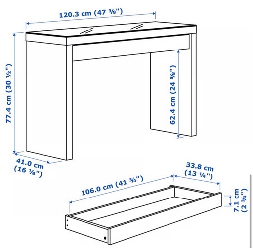 IKEA　マルム  ドレッサー 丸型鏡 セット