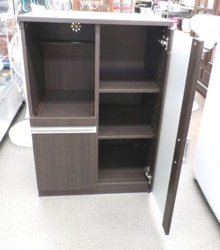 ミドルレンジボード 幅60×高89㎝ ダークブラウン キッチンボード 食器棚 レンジ台 キッチンカウンター 西岡店