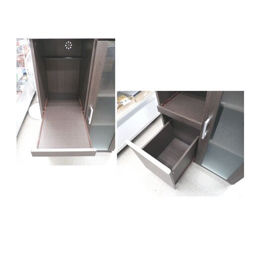 ミドルレンジボード 幅60×高89㎝ ダークブラウン キッチンボード 食器棚 レンジ台 キッチンカウンター 西岡店