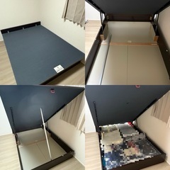 【直接引取】ニトリ跳ね上げ収納ベッド（ダブル） + マットレス ＋ 敷きパッドの画像