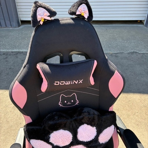 Dowinx　猫耳ゲーミングチェア　フットレスト付き　腰部サポート　オフィスチェア　ゲーミングチェア　椅子　チェア