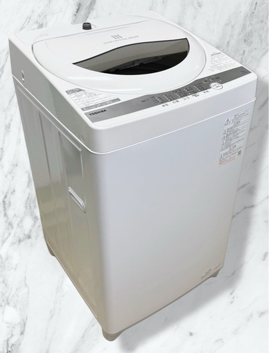 JT10981【TOSHIBA/東芝 5.0㎏洗濯機】美品 2021年製 AW-5G9-W 家電